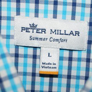 Peter Millar Summer Comfort Checks Golf Dress Shirt Nylon Stretch Mens Large